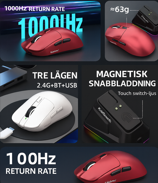 Snake ⭐ Ergonomisk Vertikal Bluetooth-Gamingmus